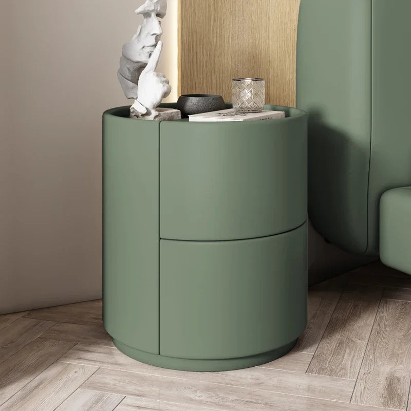 Mueble auxiliar de sofá para sala de estar, mesa de noche redonda creativa de madera maciza, mueble de almacenamiento pequeño, moderno y sencillo para dormitorio