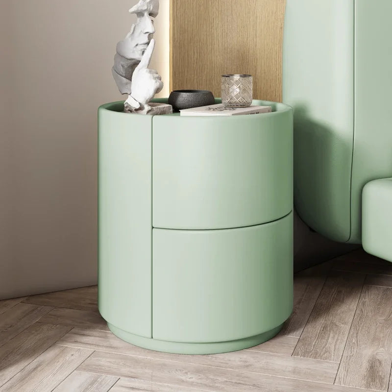 Mueble auxiliar de sofá para sala de estar, mesa de noche redonda creativa de madera maciza, mueble de almacenamiento pequeño, moderno y sencillo para dormitorio