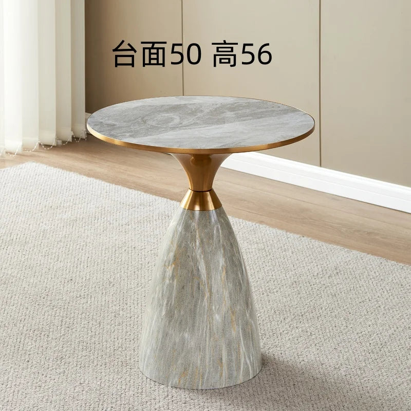 Modern Luxury Round Coffee Table Minimalist Side Table with Marble Top Multifunctional End Table for Sofa/Bedside/Living Room