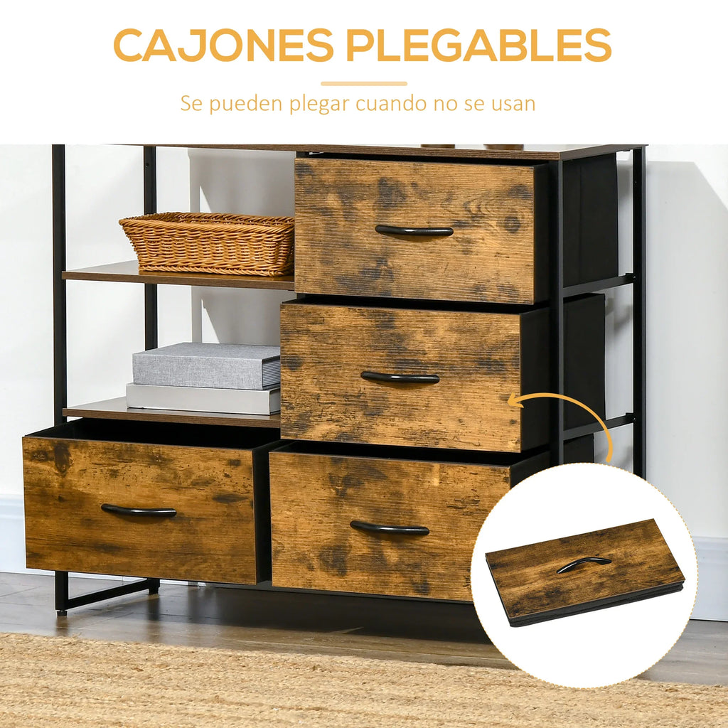HOMCOM comfortable drawers with 4 drawers folding fabric 2 shelves 84x30x71,5 cm