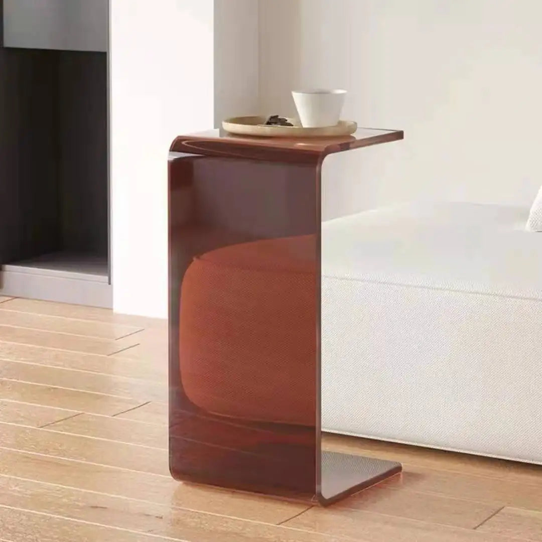 Mesa auxiliar de sofá de acrílico de lujo ligero de 55/60/65 cm, mesa de té de diseño para sala de estar de apartamento pequeño, mesa de noche para dormitorio doméstico