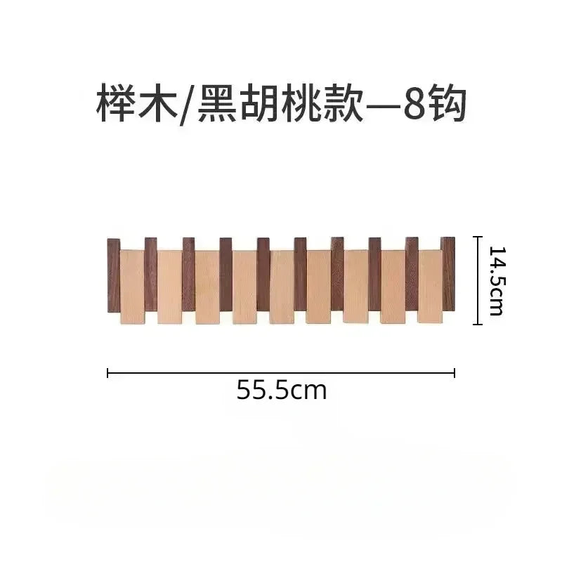 Creative Walnut Coat Racks Wall Hanging Wall Entry Door Porch Hanging Coat Rack Perforated Solid Wood Piano Keys Clothes Hook