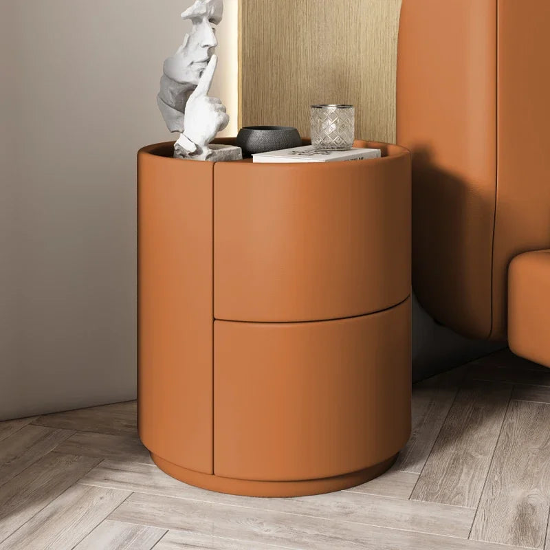Mueble auxiliar de sofá para sala de estar, mesa de noche redonda creativa de madera maciza, mueble de almacenamiento pequeño, moderno y sencillo para dormitorio