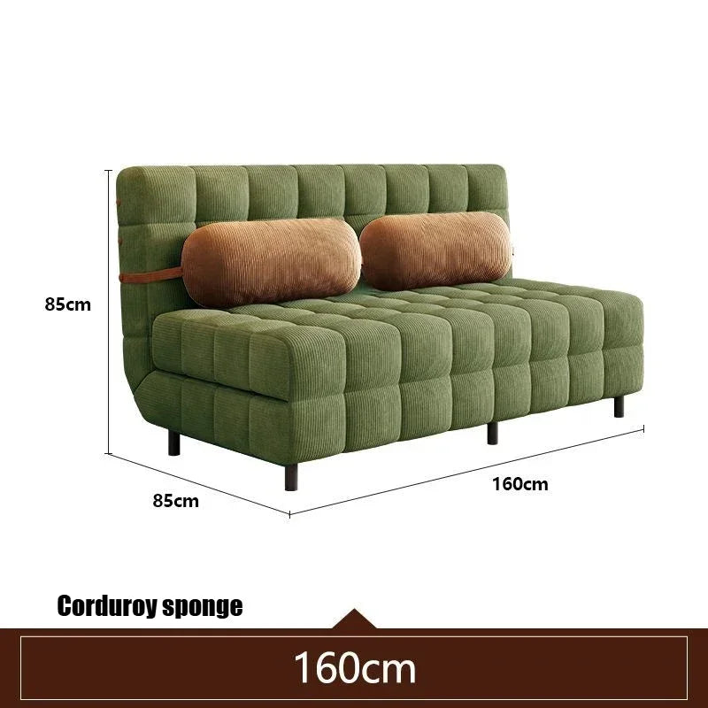 Folding Dual-purpose Small Apartment Living Room Retro Multi-functional Sofa Bed Single Sofas Furniture French Cream Sofa Bed