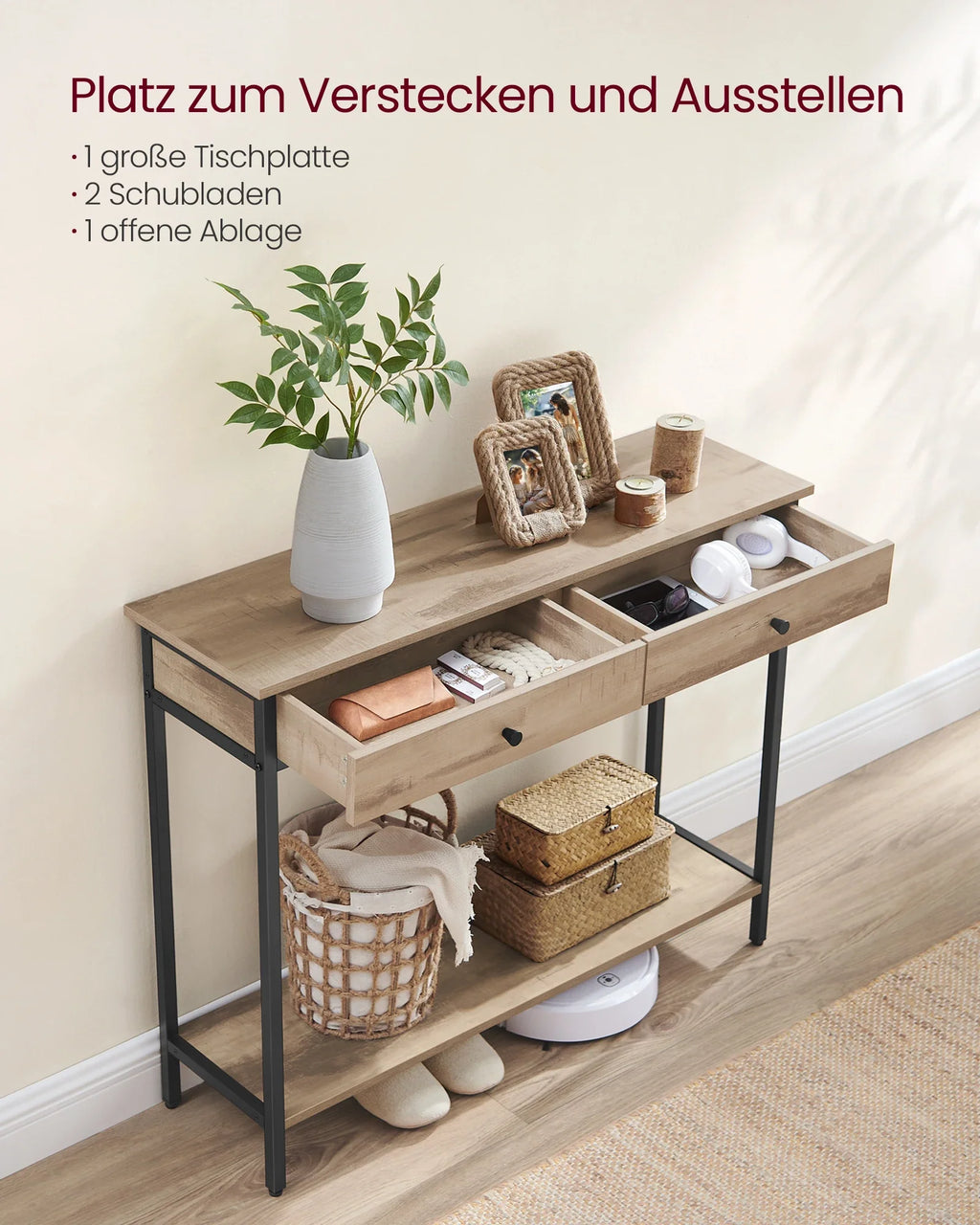 VASAGLE Console table, Hallway table, side table table, Sofa table with 2 drawers