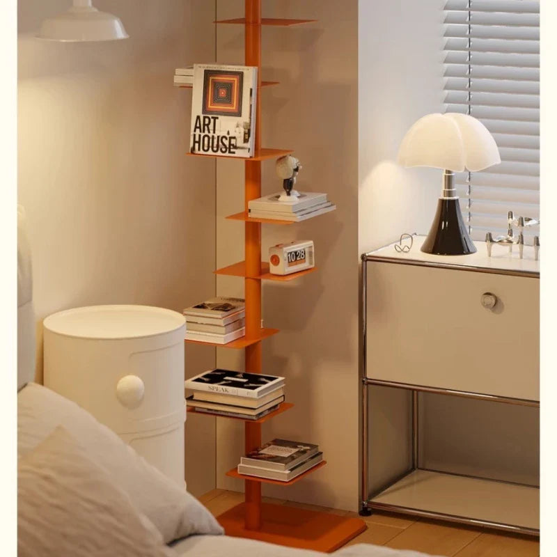 Designer Rotating Spiral Shelf Bookshelf Corner Iron Display Rack Narrow Bookcase Living Room Space Saving Storage Organizer