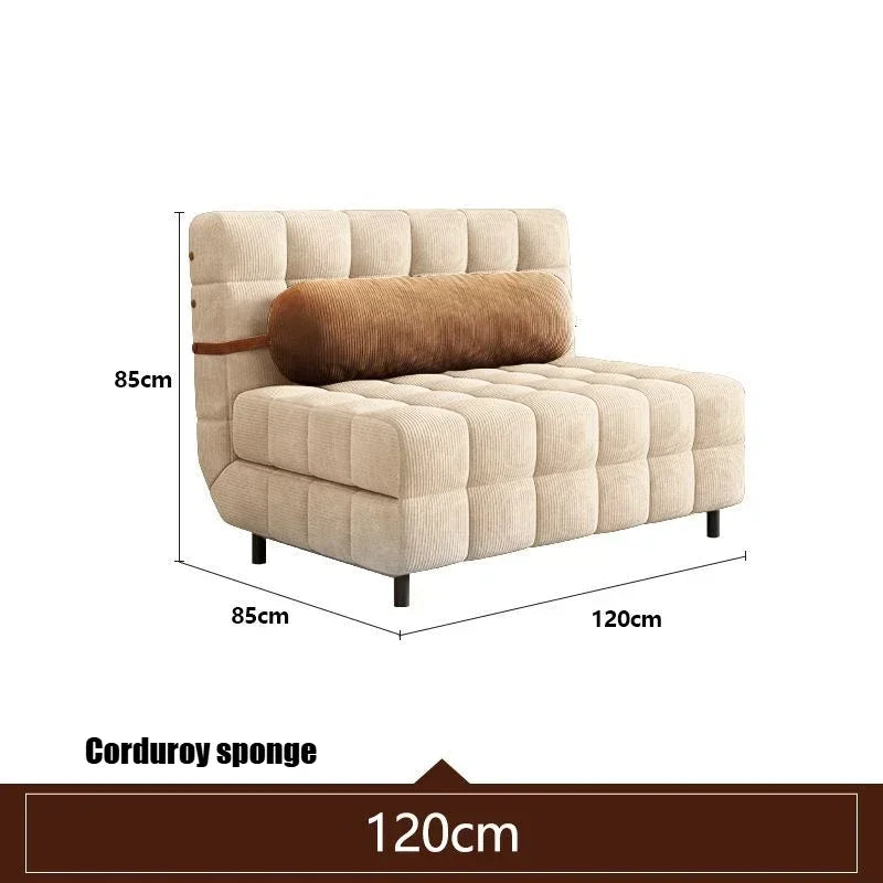 Folding Dual-purpose Small Apartment Living Room Retro Multi-functional Sofa Bed Single Sofas Furniture French Cream Sofa Bed