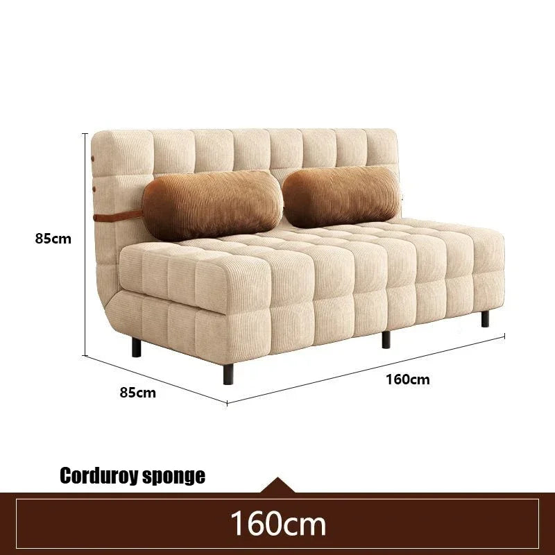 Folding Dual-purpose Small Apartment Living Room Retro Multi-functional Sofa Bed Single Sofas Furniture French Cream Sofa Bed