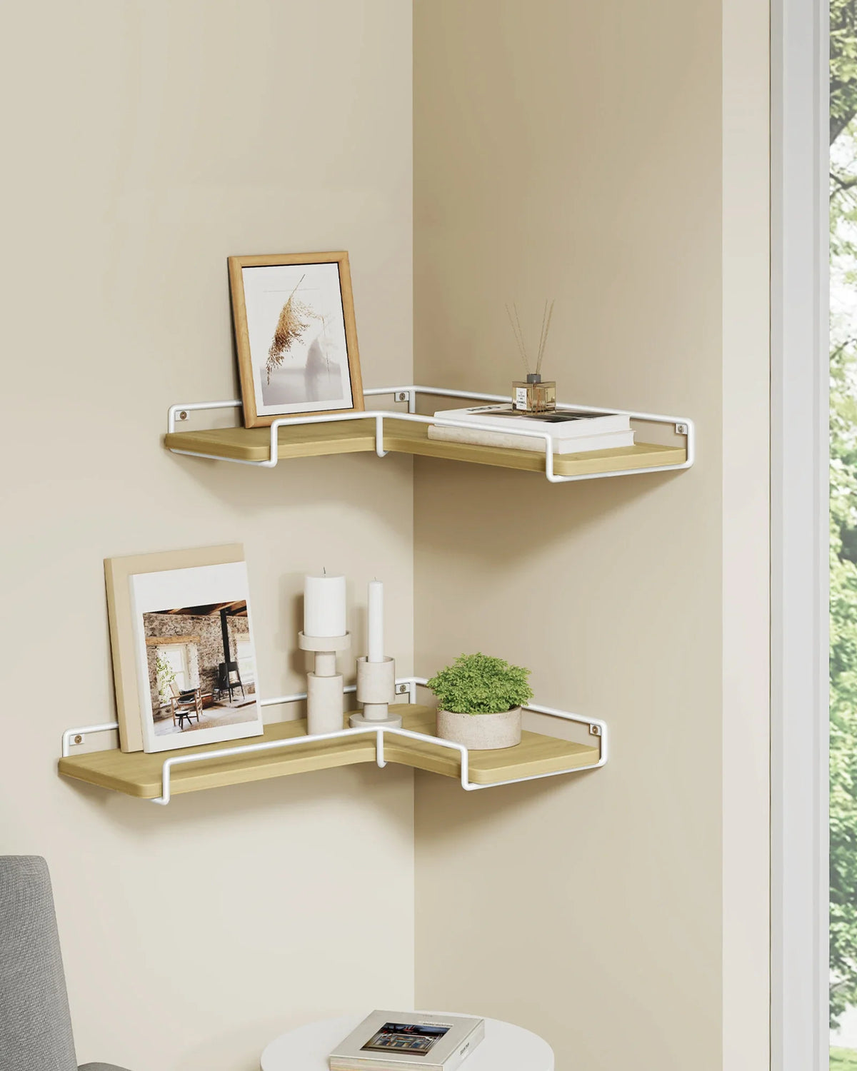 VASAGLE L-shaped corner shelf set of 2 wall shelf industrial design wall shelves for living room bedroom kitchen
