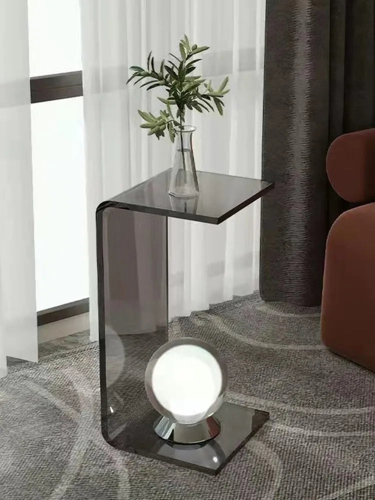 Mesa auxiliar de sofá de acrílico de lujo ligero de 55/60/65 cm, mesa de té de diseño para sala de estar de apartamento pequeño, mesa de noche para dormitorio doméstico