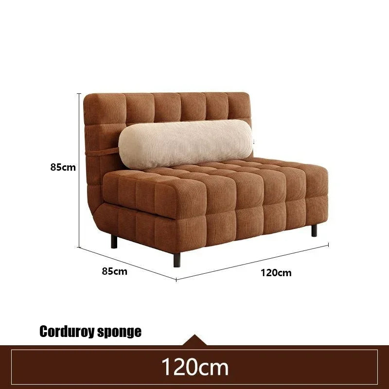 Folding Dual-purpose Small Apartment Living Room Retro Multi-functional Sofa Bed Single Sofas Furniture French Cream Sofa Bed