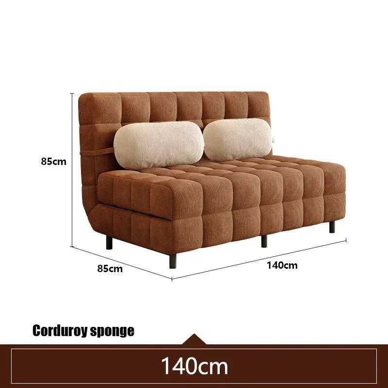 Folding Dual-purpose Small Apartment Living Room Retro Multi-functional Sofa Bed Single Sofas Furniture French Cream Sofa Bed