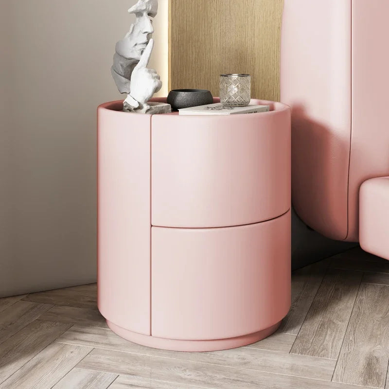 Mueble auxiliar de sofá para sala de estar, mesa de noche redonda creativa de madera maciza, mueble de almacenamiento pequeño, moderno y sencillo para dormitorio