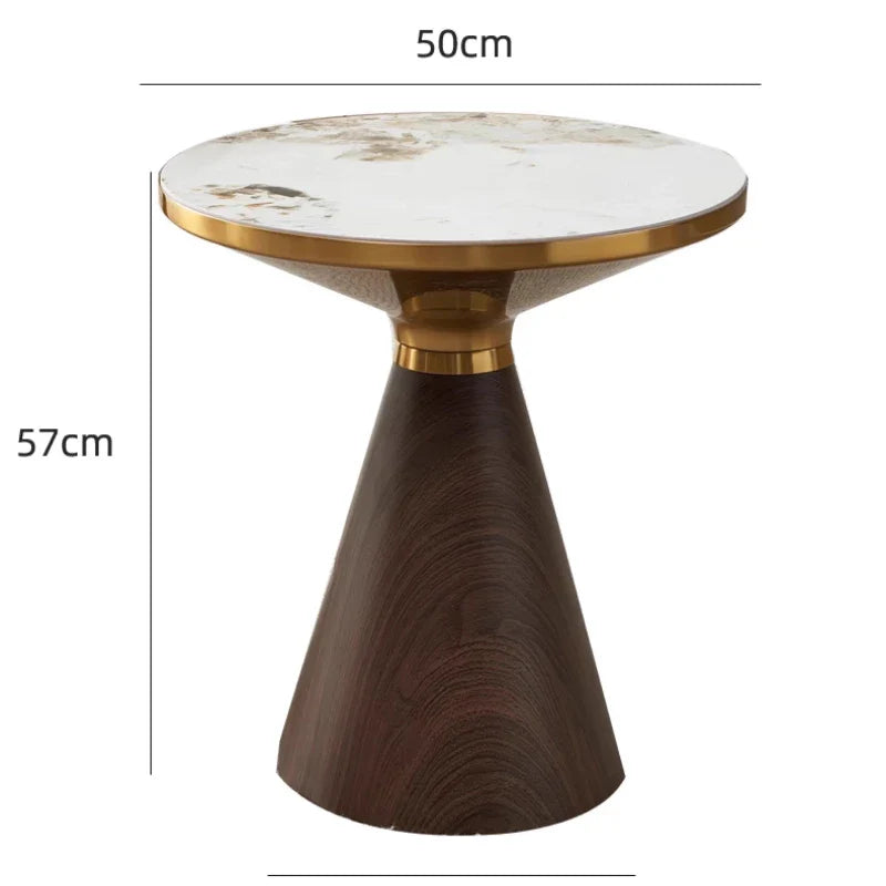 Modern Luxury Round Coffee Table Minimalist Side Table with Marble Top Multifunctional End Table for Sofa/Bedside/Living Room