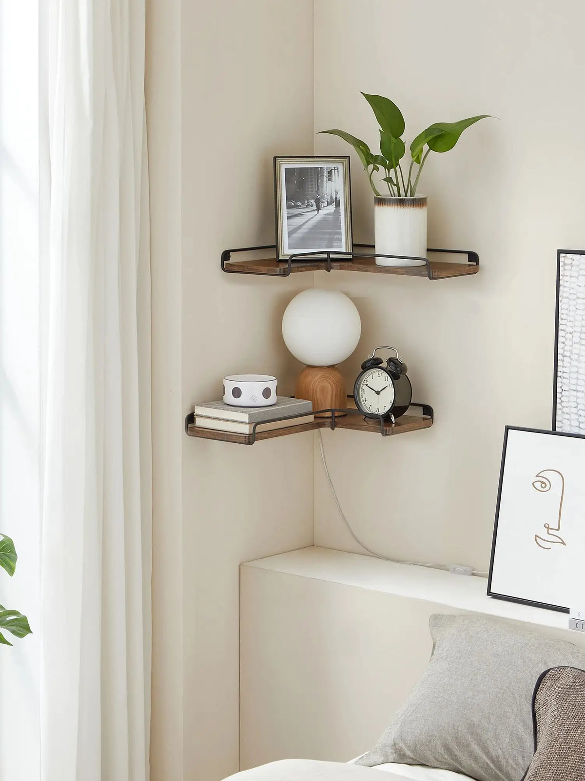VASAGLE L-shaped corner shelf set of 2 wall shelf industrial design wall shelves for living room bedroom kitchen