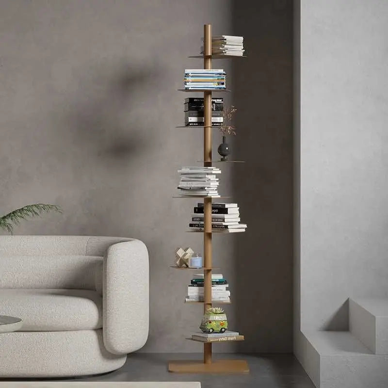 Designer Rotating Spiral Shelf Bookshelf Corner Iron Display Rack Narrow Bookcase Living Room Space Saving Storage Organizer