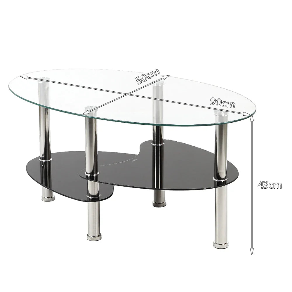 Mesa de Centro de Cristal de 3 Niveles, Mesa de Café Moderna con Espacio de Almacenamiento. Mesa Auxiliar para Sala de Estar, Balcón, Terraza, Jardín, Oficina