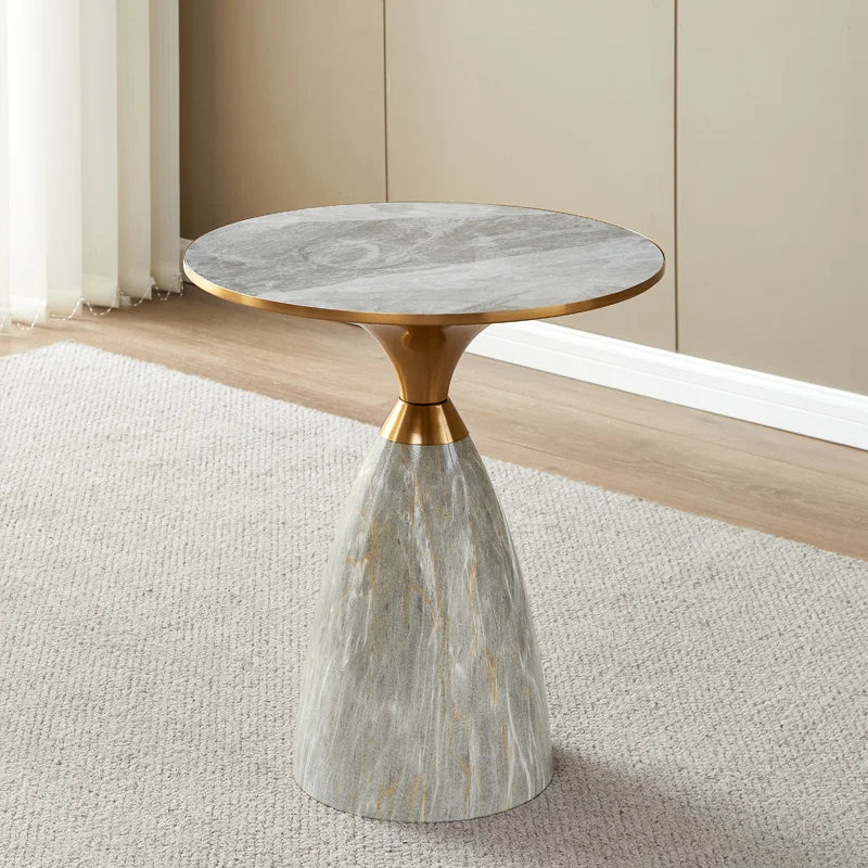 Modern Luxury Round Coffee Table Minimalist Side Table with Marble Top Multifunctional End Table for Sofa/Bedside/Living Room