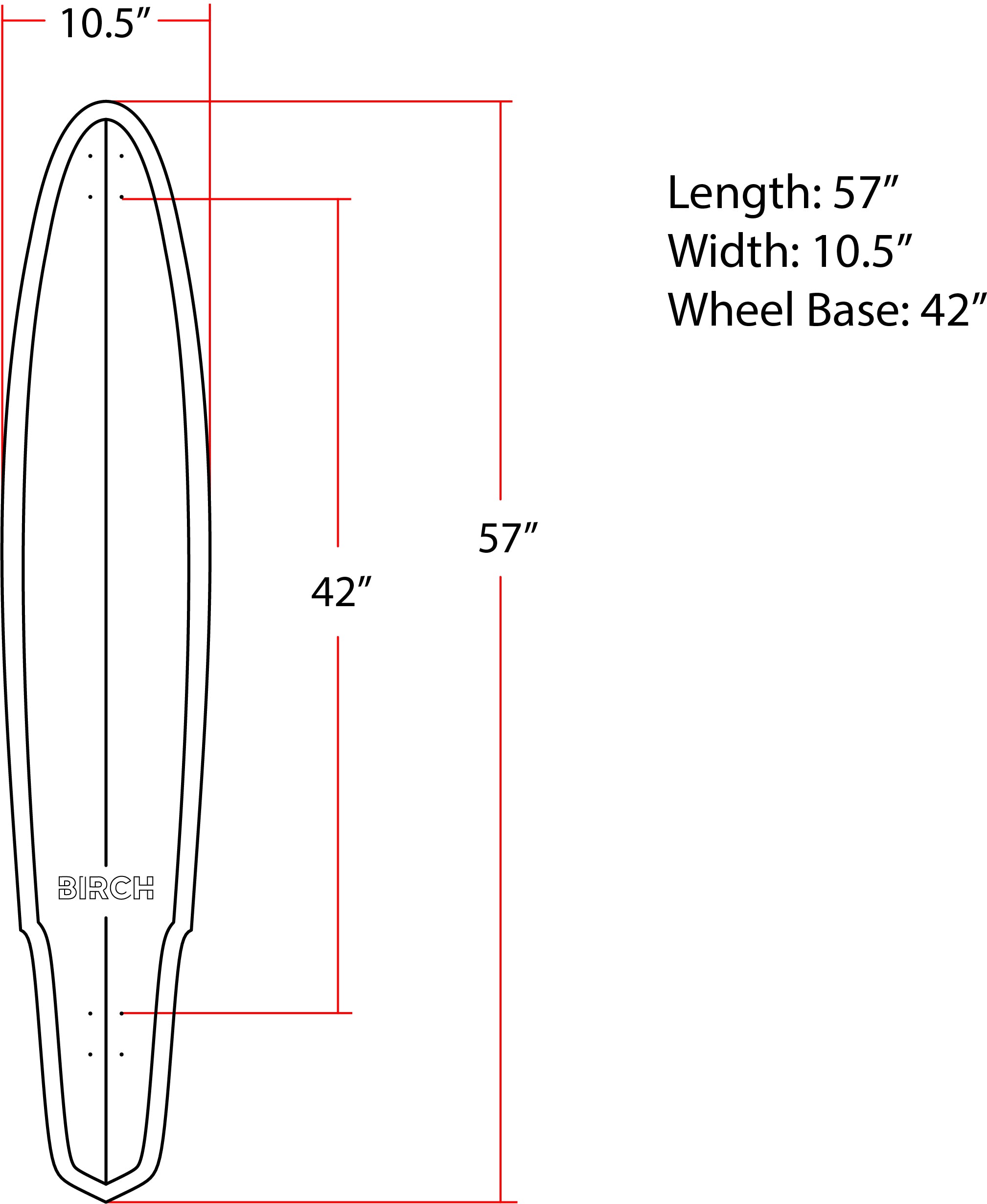 Patineta de crucero larga BIRCH 57" SHAKER - Completa o solo la tabla