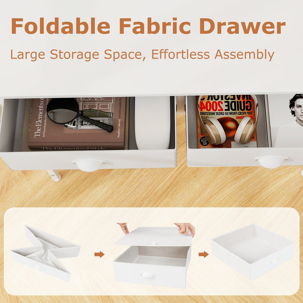 Space Saving Home Office Desk with 2 Fabric Drawers and 4 Hanging Hooks