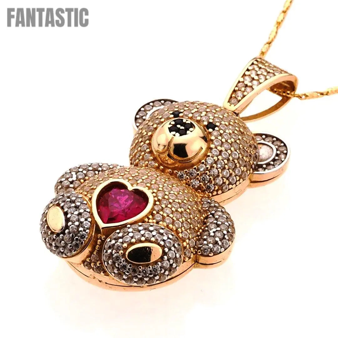 Colgante de Oso Burbuja de Oro de 14K Brillante con Circonita Cúbica - ¡Compra Ahora!