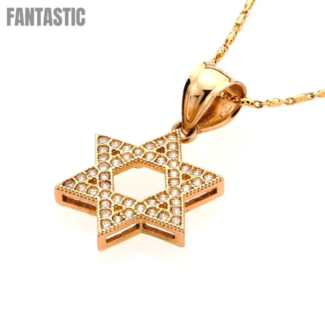 Colgante Estrella de David en Oro de 14K con Circonita Cúbica