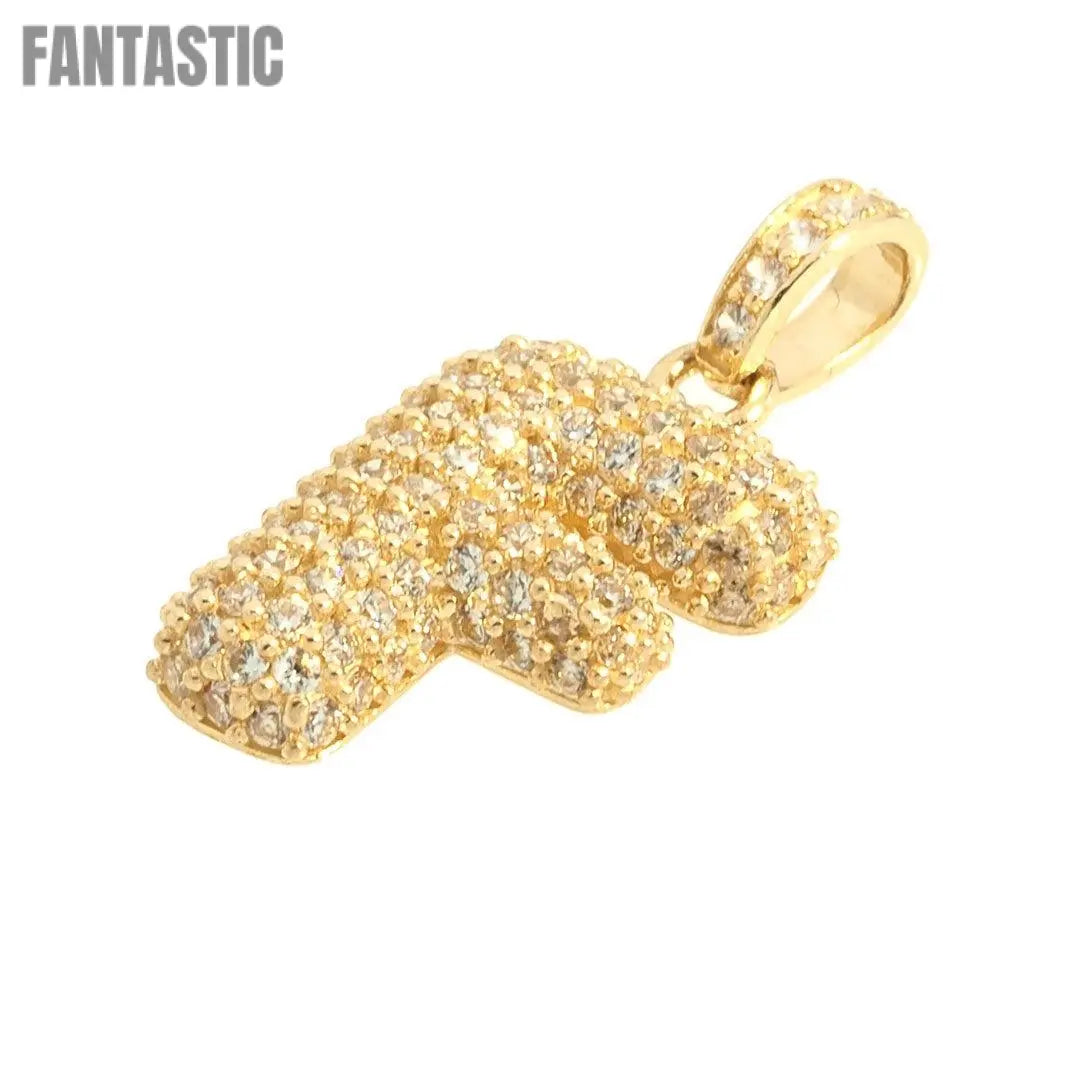 Impresionante colgante inicial "F" de oro de 14K con circonita cúbica - Fantastic Jewelry NYC