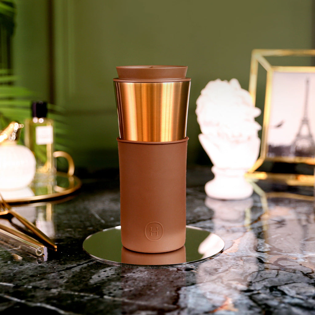 Bronze Gold Travel Mug - Mocha 15 Oz