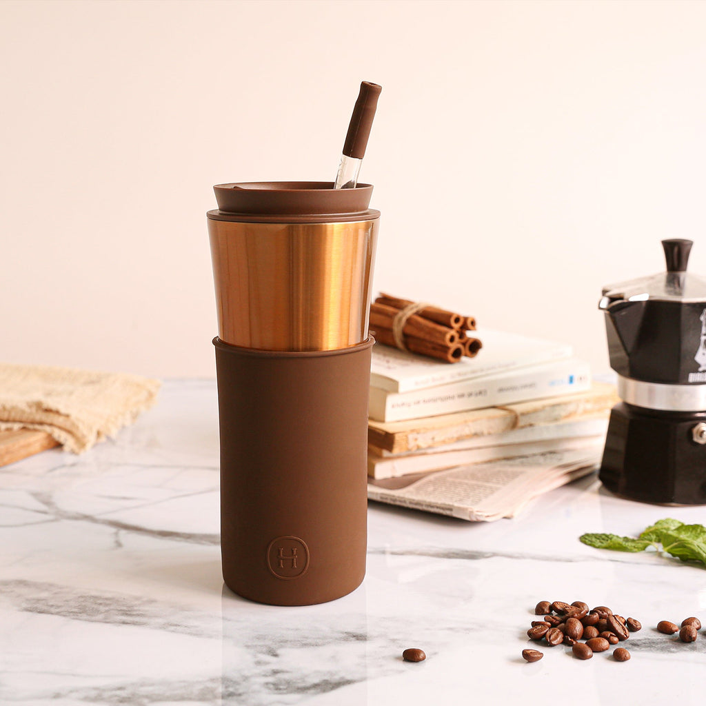 Bronze Gold Travel Mug - Mocha 15 Oz