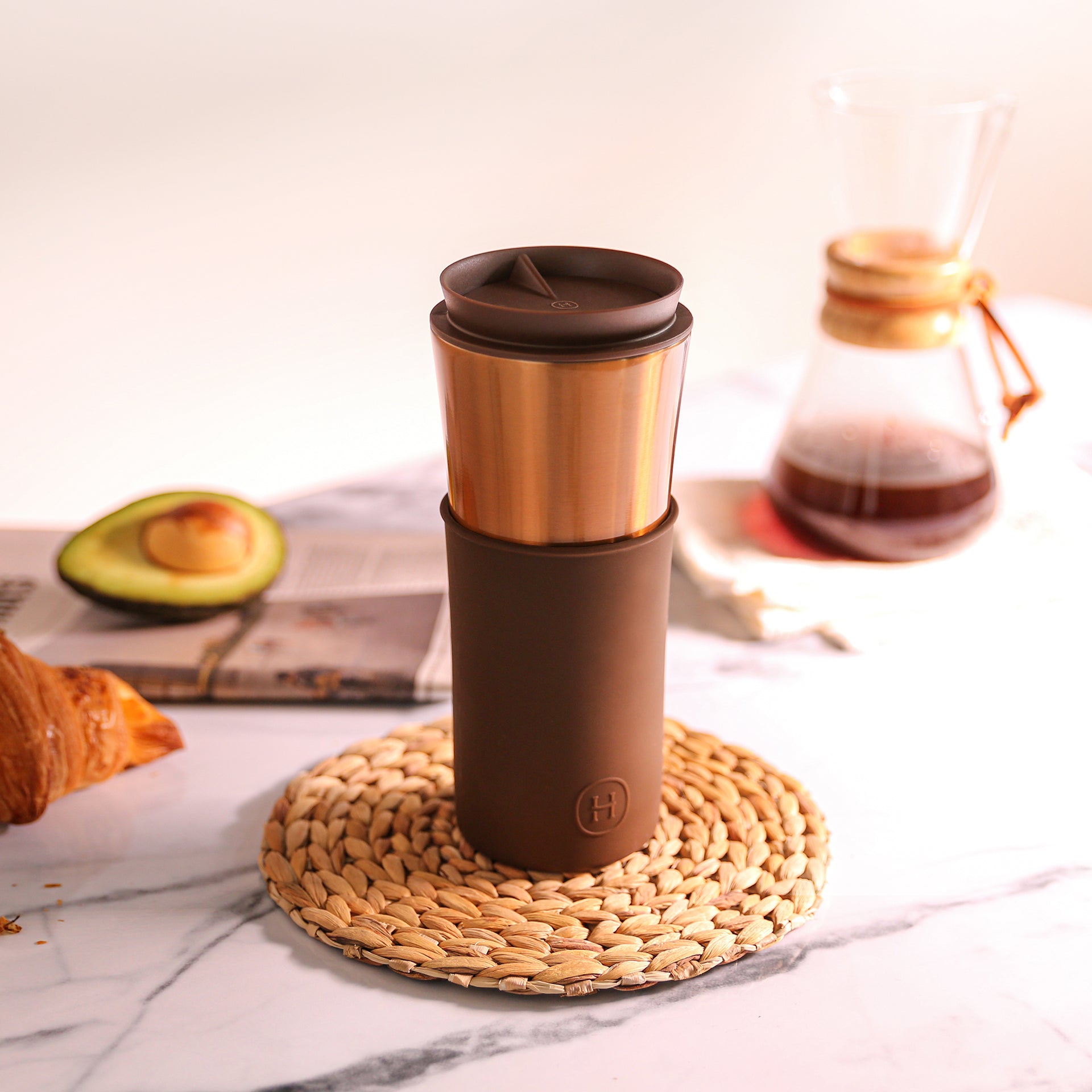 Bronze Gold Travel Mug - Mocha 15 Oz