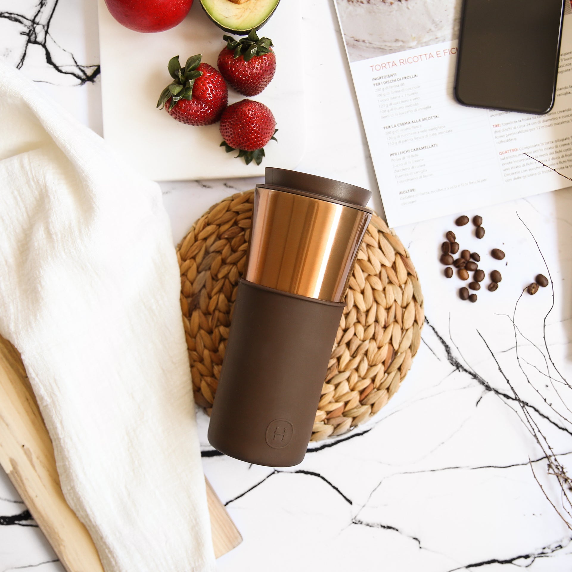 Bronze Gold Travel Mug - Mocha 15 Oz