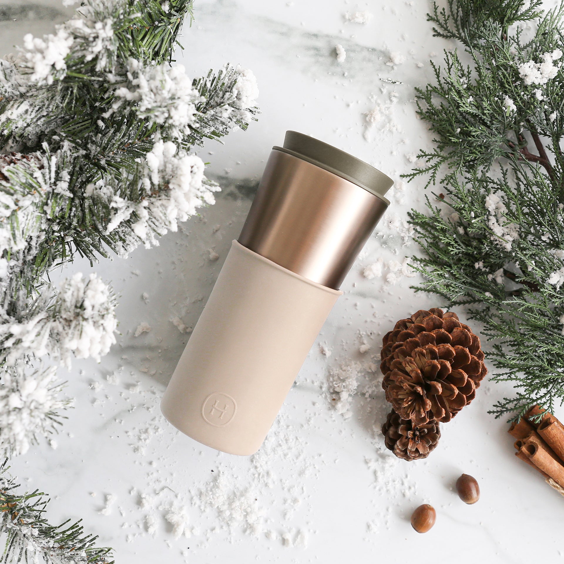 Metallic Fir Travel Mug - Eucalyptus 15 Oz