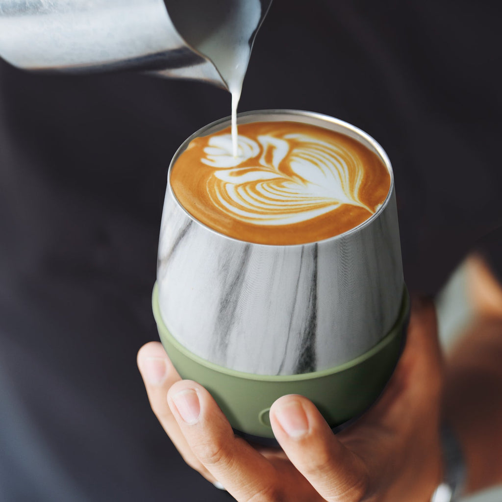 White Marble Tumbler-Olive 8 OZ