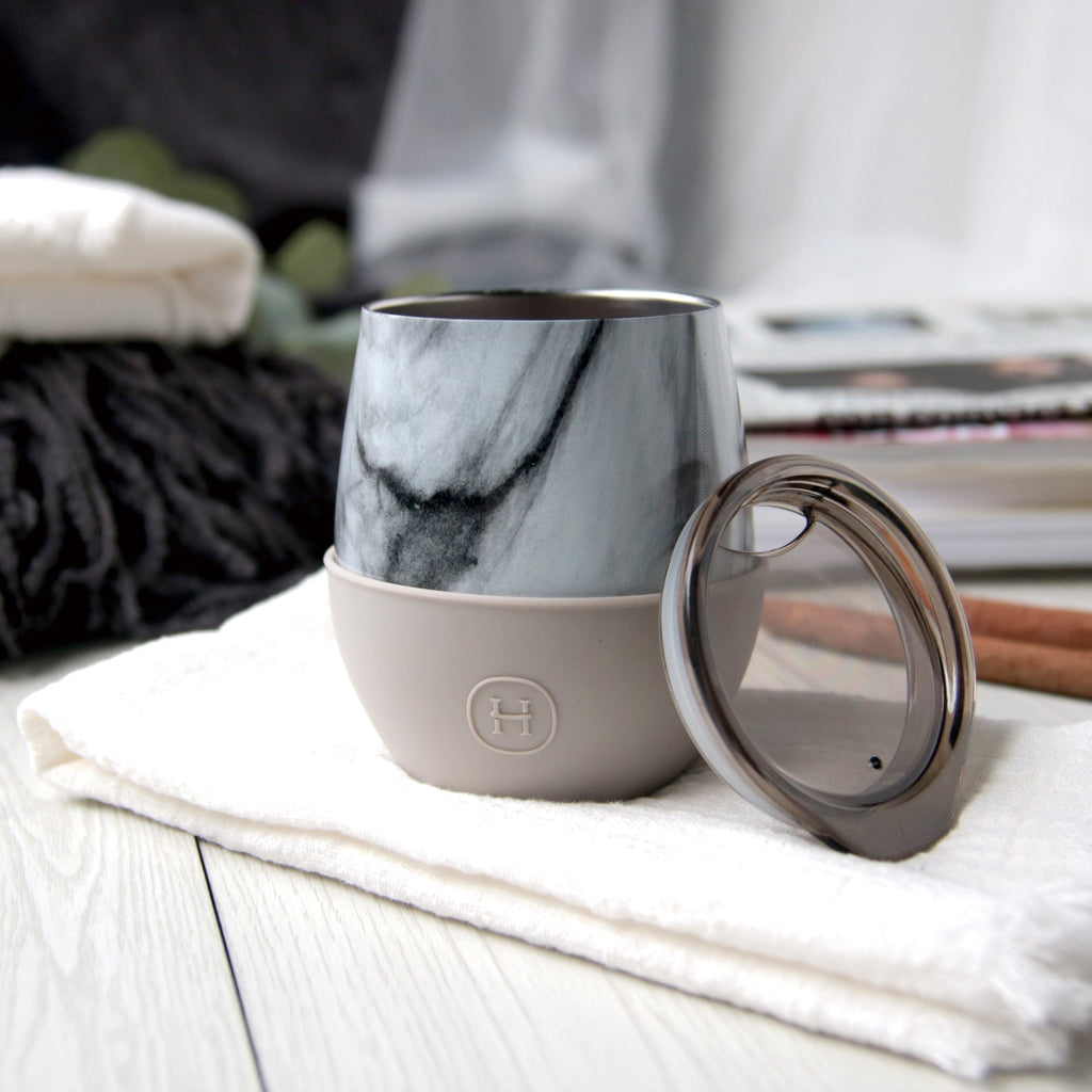 White Marble Tumbler-Eucalyptus 8 OZ