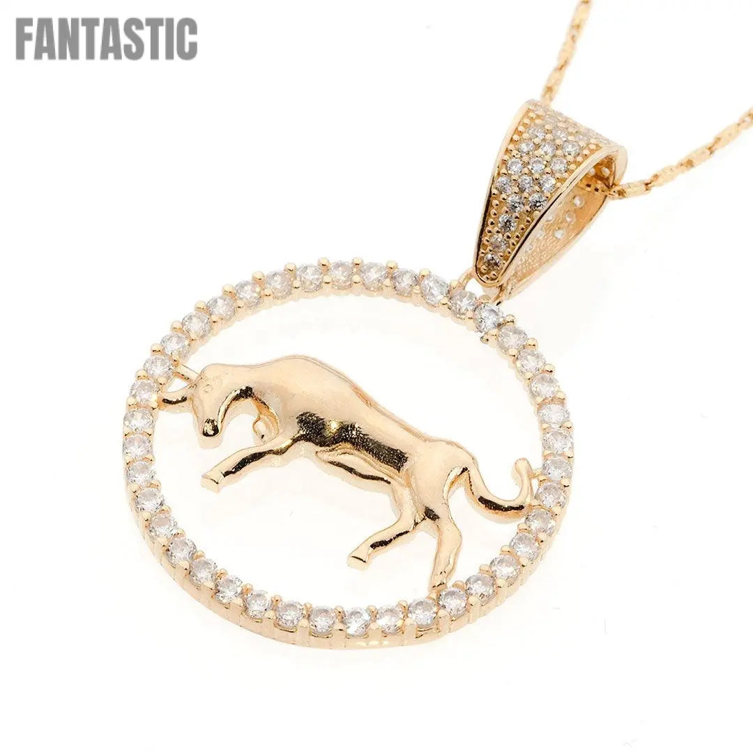 Colgante zodiacal Tauro | Oro de 14K con circonitas cúbicas