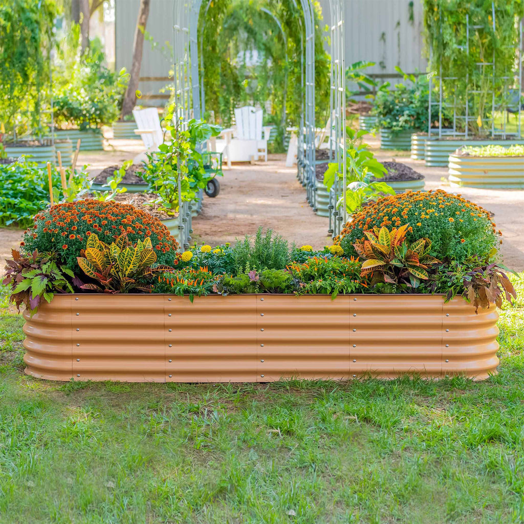 Kit de jardinera modular grande de metal elevada de 17" de alto 9 en 1