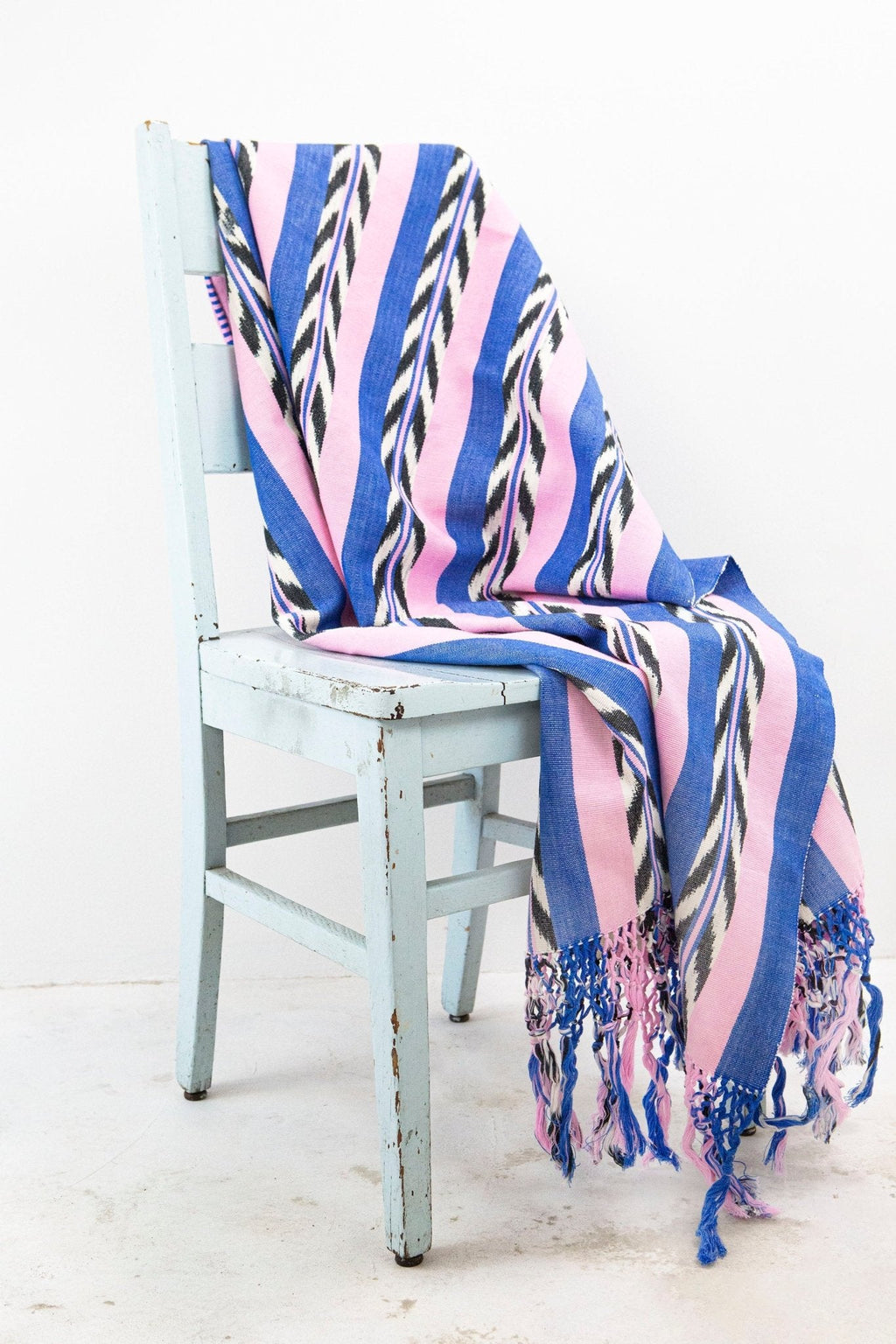 Backordered: Palm Ikat Blanket in Blue & Pink