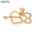 Colgante Corazón y Llave Preciados para el Amor | Oro de 14K con Circonita Cúbica