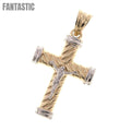 Colgante de Crucifixión de Jesucristo de Oro 10K retorcido de dos tonos