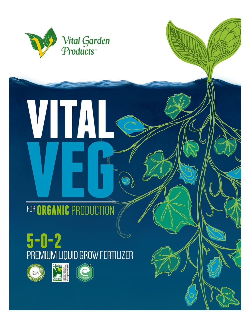 Vital Veg - Plant Based Liquid Grow Fertilizer 5-0-2