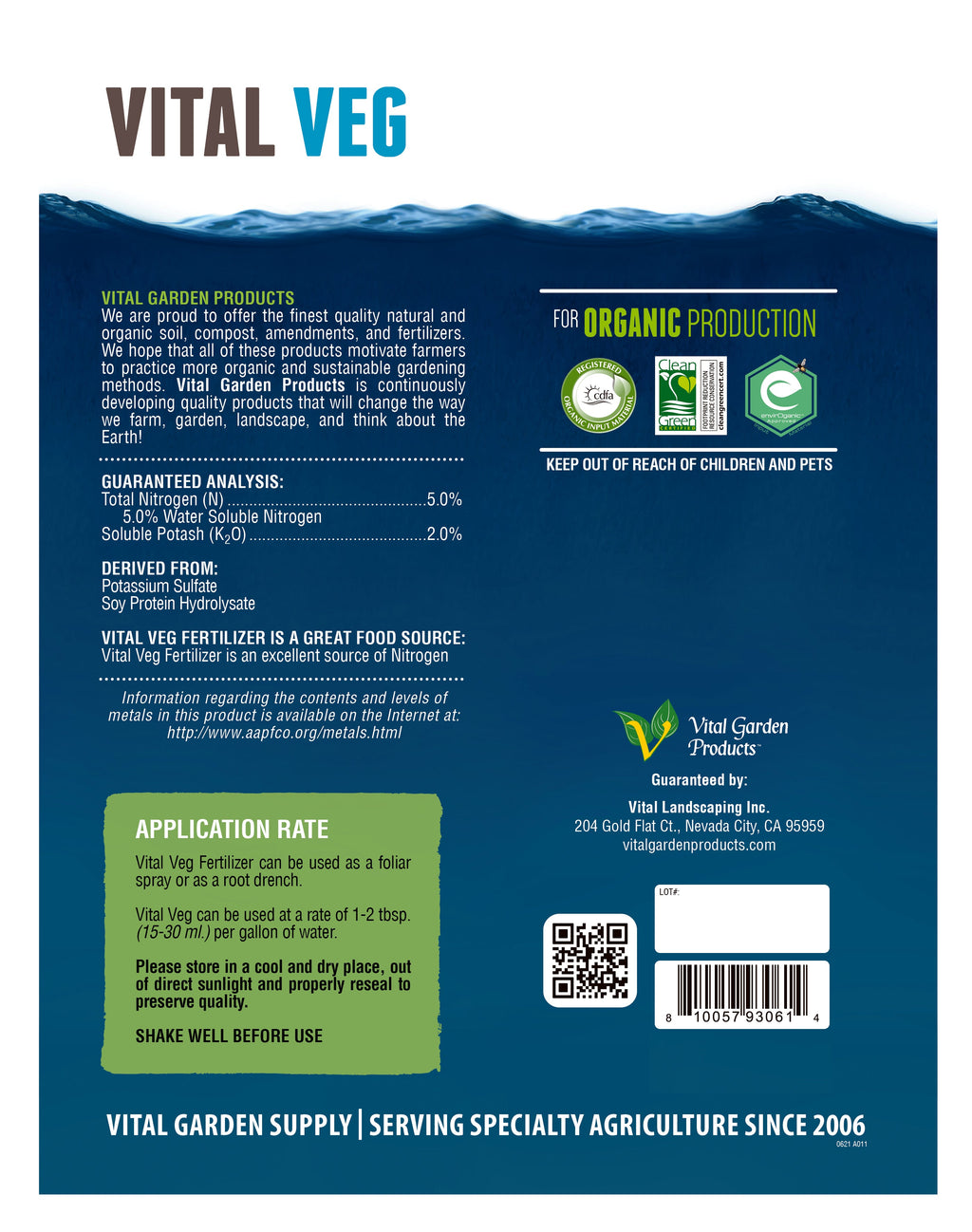 Vital Veg - Plant Based Liquid Grow Fertilizer 5-0-2