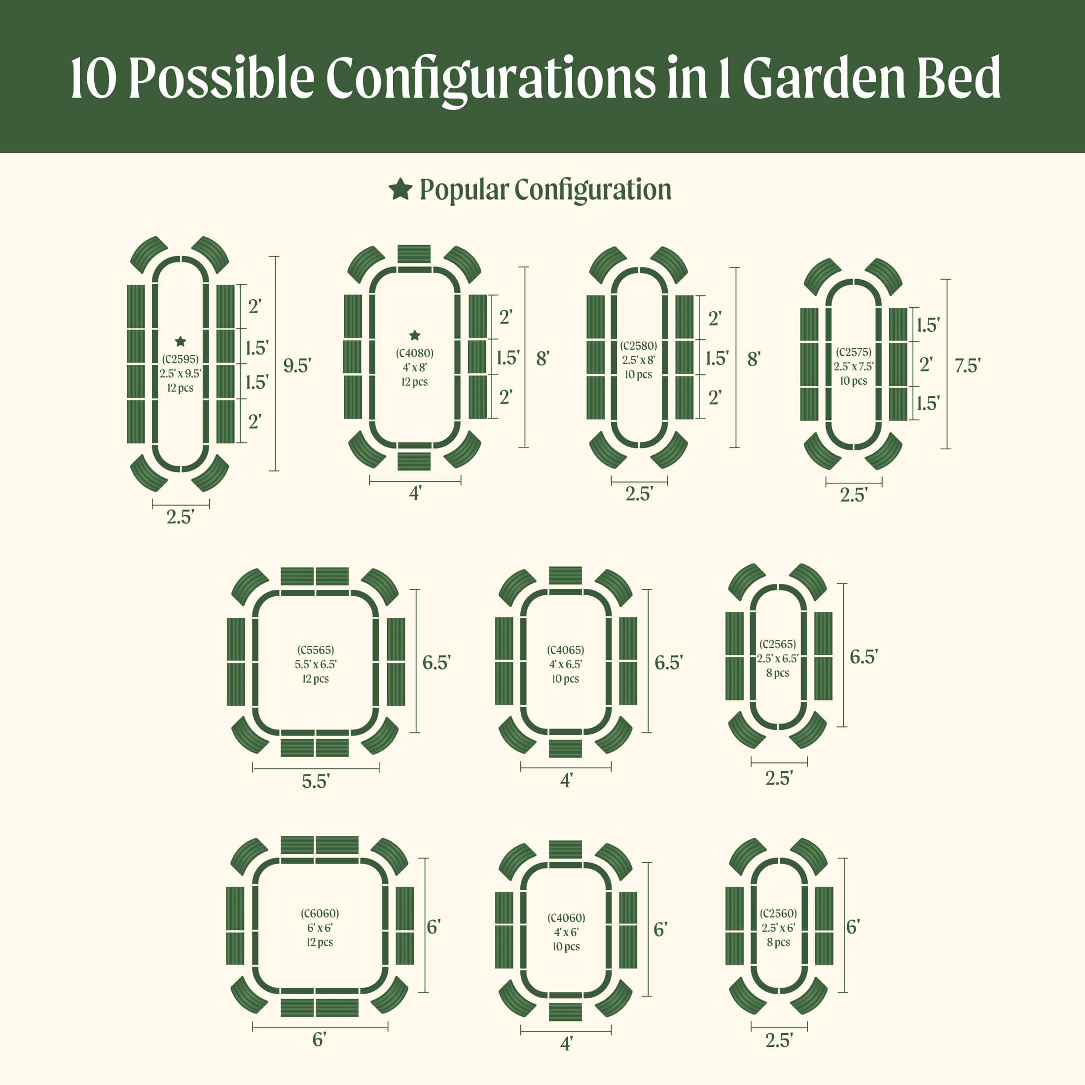 Kit de cama de jardín elevada modular de metal Jumbo 10 en 1 de 17" de altura