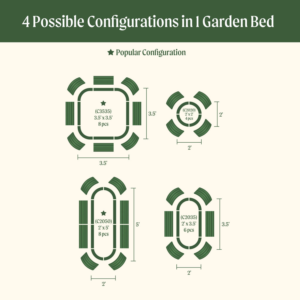 Kit de cama de jardín elevada modular pequeña de metal 4 en 1 de 43 cm de altura