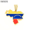 Colgante Mapa-Bandera de Venezuela | Oro 14K con Circonitas