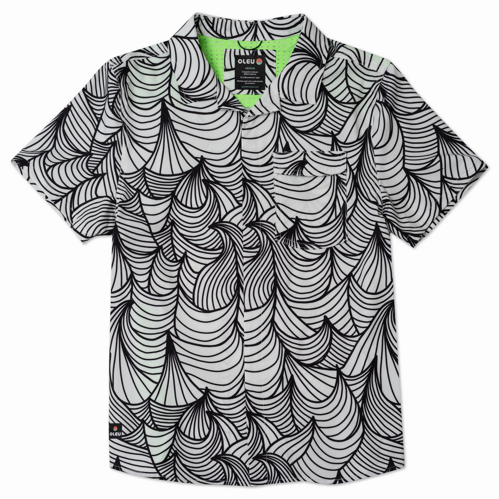 OLEU UV QUICK-DRY BOARDSHIRT - WAVES SUMMER WHITE