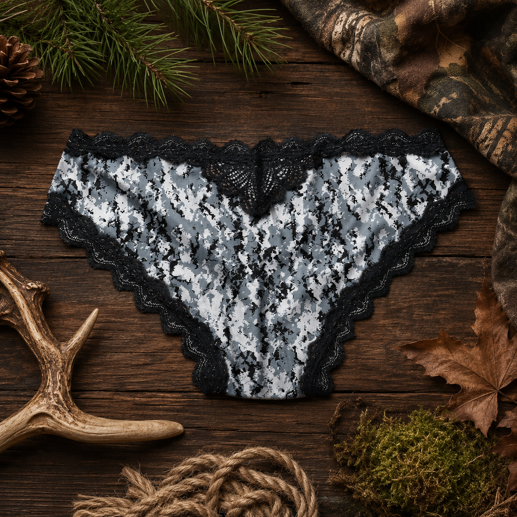 Women's Camo Lace Panty - Envision Black Hunting Underwear - Wilderness Dreams