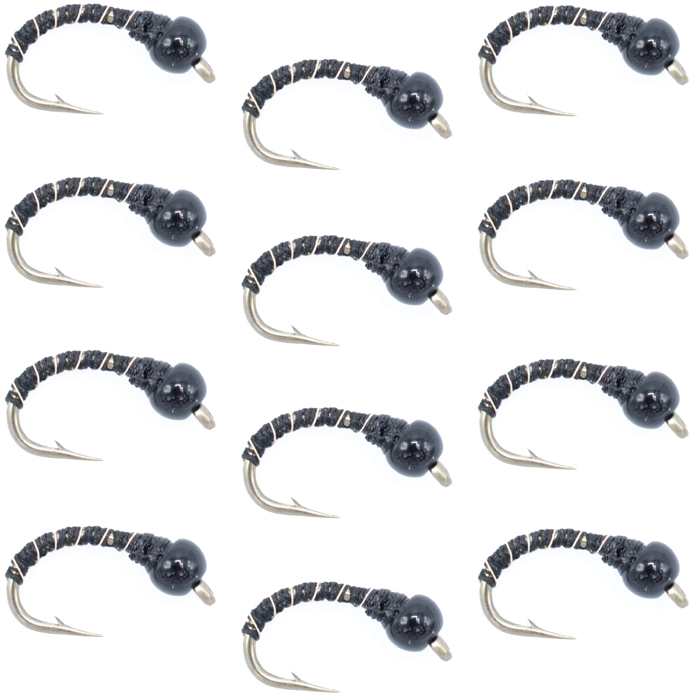 Black Zebra Midge - 1 Dozen - Size 24 Tailwater and Lake Fishing Flies