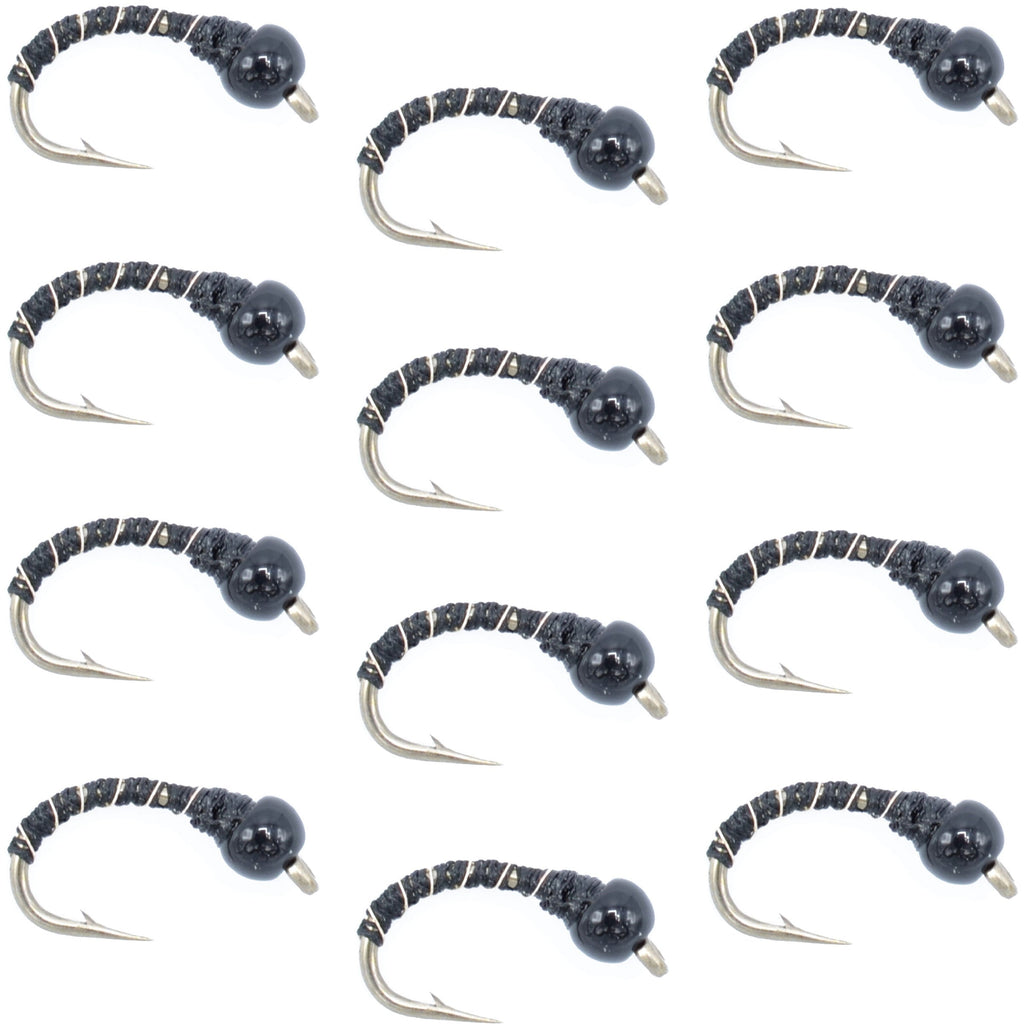 Black Zebra Midge - 1 Dozen - Size 22 - Tailwater and Lake Fishing Flies