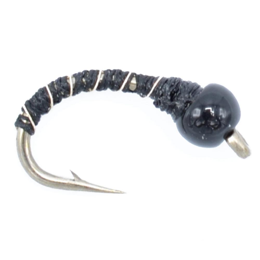 3 Pack Bead Head Black Zebra Midge Still Water Nymph Fly Hook Size 20