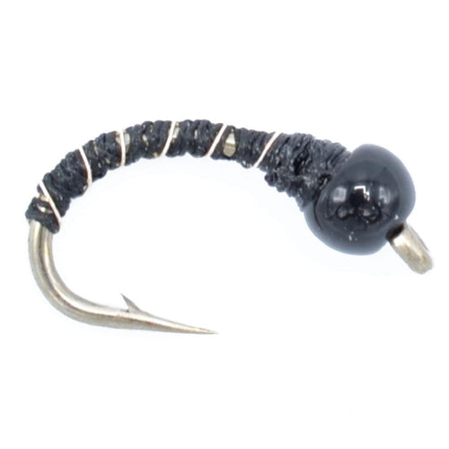 3 Pack Bead Head Black Zebra Midge Still Water Nymph Fly Hook Size 20